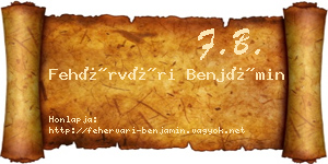 Fehérvári Benjámin névjegykártya